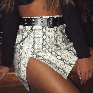 Princess Polly Snake Skin Mini Skirt w/ Slit